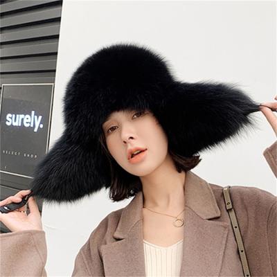 China China Factory Customization Winter Classic Luxury Real Lambskin Hats Genuine Fox Skin Leather Hat China Factory Trend Fox Skin Hat For Women for sale