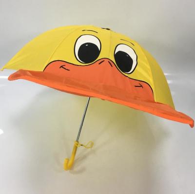 China 18 Inches Manual Open Cute Cartoon Duck Umbrella Waterproof Polyester for sale