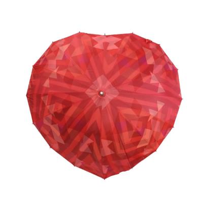 China Creative Double Layer Special Heart Wedding Umbrella Custom Size Heart Shape Fiberglass Wedding Umbrella For Bride for sale