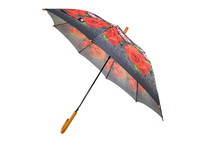 China DIY Personalized Auto Open Stick Umbrella Black With Red Custom Design for sale