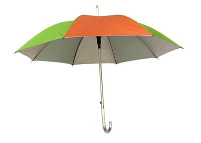 China Colorful Straight Aluminum Umbrella Silver Glue Coating Auto Open J Shape Handle for sale