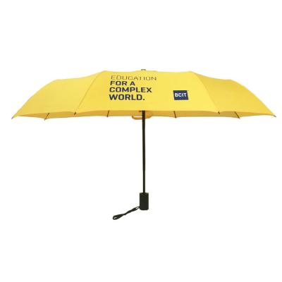 China Rpet Material Auto Open Close Logo  3 Folding Umbrella for sale