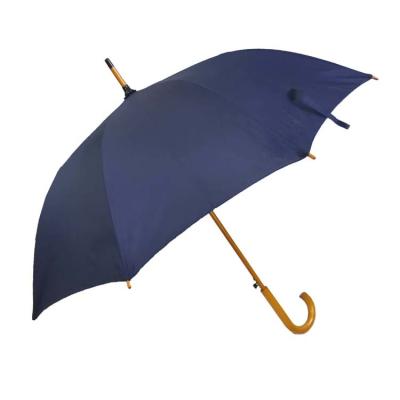 China Semi Automatic Wooden Handle Straight strong windproof umbrella for sale