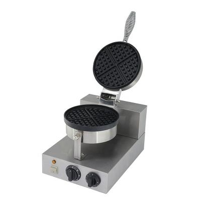 China Commercial Snack Equipment Single Round Plate Nonstick Electric Waffle Maker Machine Dia. 18 cm Dia. 7 inch for sale