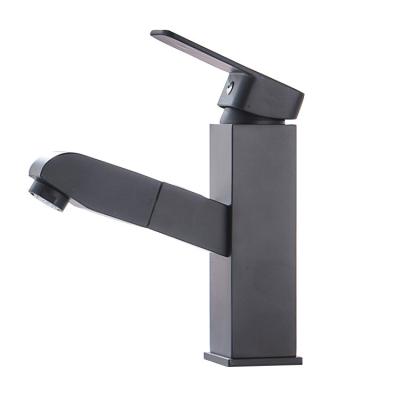 China High Quality Metered Faucets Single Handle Square Pull Out Spray Basin Faucet Water Mixer Tap for sale