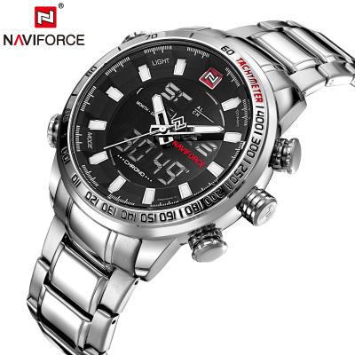 China NAVIFORCE 9093 Automatic Date Mens Military Sport Watches LED Watch Analog-Digital Male Army Stainless Quartz Clock Relogio Masculino for sale