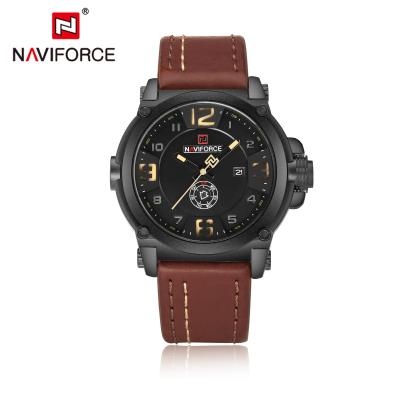 China Automatic date NAVIFORCE men watches luxury military classic watch quartz sports calendar leather waterproof wristwatch for sale