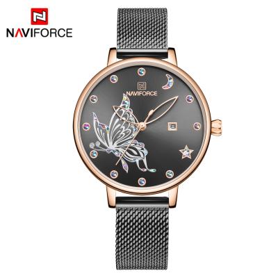 China 2020 Stylish Butterfly Date NAVIFORCE Watch Women Fashion Luxury Casual Ladies Automatic Crystal Quartz Watches Sport Clock Wristwatch for sale