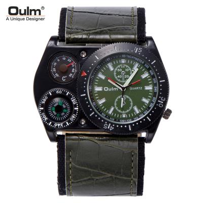 China Oulm 4094 Automatic Chinese Presidential Men's Watch Chronograph Date Band Square Character Relogio Superior Genuine Leather Musculino for sale