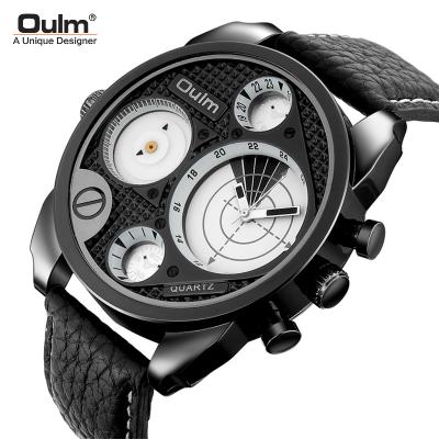 China Military Quartz Oulm HP9316 Date Time Zone Wristwatch Men - Stainless Steel Automatic Male Casual Strap 2 Watch Watches Top Brand Luxury Relojes for sale