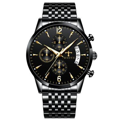 China TRSOYE 618 Automatic Military Clock Chronograph Date Mens Stainless Steel Luxury Waterproof Quartz Watch 3 Dial Date Fashion Mens Wrist Watch for sale