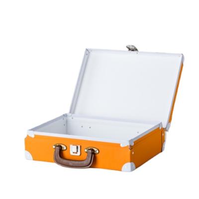 China Recycled Materials Wholesale Custom Logo Elegant Square Orange Blue Blue Folder Book Storage Box Paper Suitcase for sale