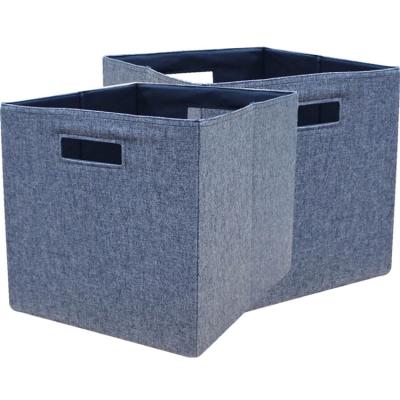 China Dark Blue Stylish Folding Home Children's Clothing Toys Arranged Collapsible Storage Basket for sale