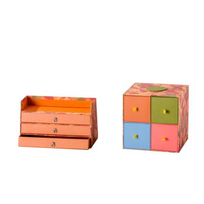 China Handmade Wholesale High Quality Creative Design Desktop Jewelry Storage Organizer Folding Paper Drawer Box for sale