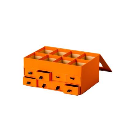 China Handmade high quality wholesale small orange lattice cosmetic organizer drawer with cover for sale