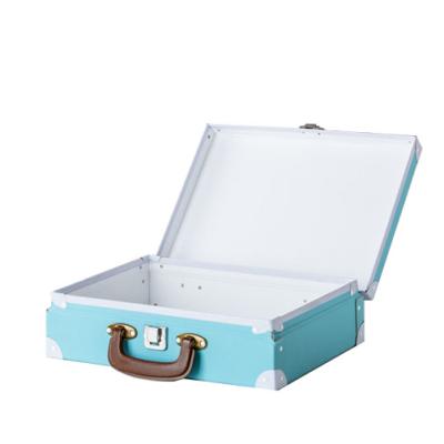 China Recyclable Eco - Friendly Decorative Storage Paper Suitcases / Square Paper Suitcase With Handle for sale