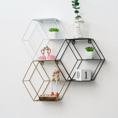 China Nordic Home Viable Metal Wall Storage Rack Decorative Wall Mounted Storage Shelf For Living Room Bathroom for sale