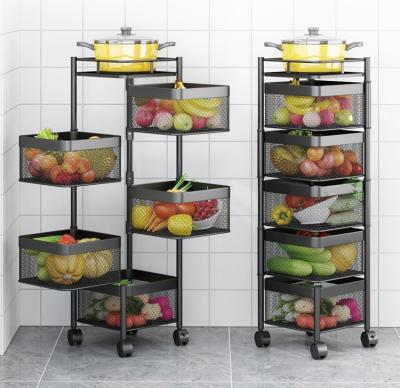 China Sustainable Multi-Layer Revolving Fruit Organization Kitchen Vegetable Storage Baskets 4-Tier Kitchen Storage Rack for sale