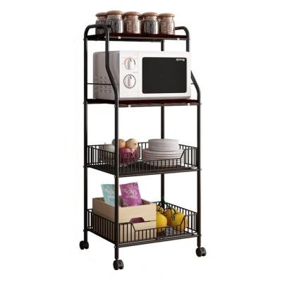 China Sustainable Kitchen Baker Rack Kitchen Cart Storage Racks Shelf Cart With Wheels Home Furniture for sale