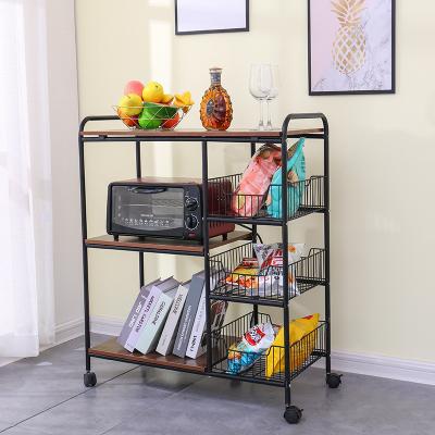 China Wooden 3Layer Metal MDF Microwave Oven Racks Kitchen Shelf Storage Rack Organizer Bakers Rack In The Kitchen for sale