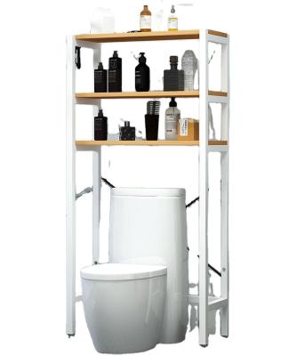 China Mordern Over the Rack Shelf Space Saver, 2-Tier Bathroom Organizer Rack, Rustic Brown and Black Metal Frame Toilet Storage for sale