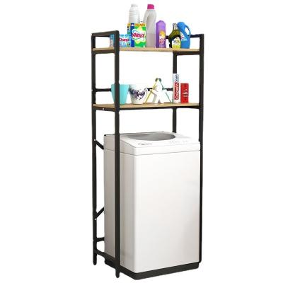 China 2Tier Steel Tube Metal Tube Bathroom Storage Saving Rack Shelf Laundry Washing Machine Rack Workable for sale