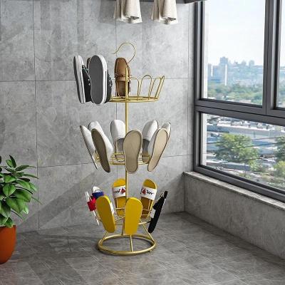 China (Other) Adjustable Balcony Living Room Metal Shoes Slipper Racks Organizer Iron Storage Rack Household Shoe Rack for sale