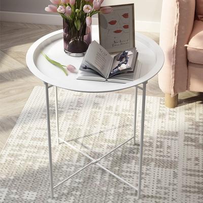 China Large Design Customized Modern Round Metal Tray Table Colorful Nordic Side Table Home Coffee Table for sale