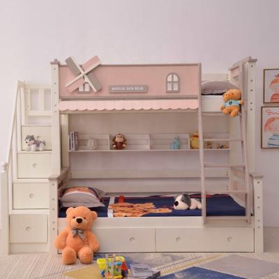 China Luxury Bunk Bed.kids Bed.kids Furniture.Storage Kids Bed Modern Wooden Bed Pink Girls Bedroom Furniture Combined Single Bunk Kids Beds for sale