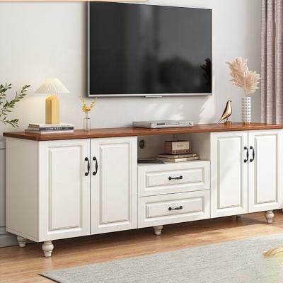 China (Size) Adjustable Hot Sell Cheap Price American Style TV Stand Living Room Furniture Set Wooden White Color TV Stand Cabinets for sale