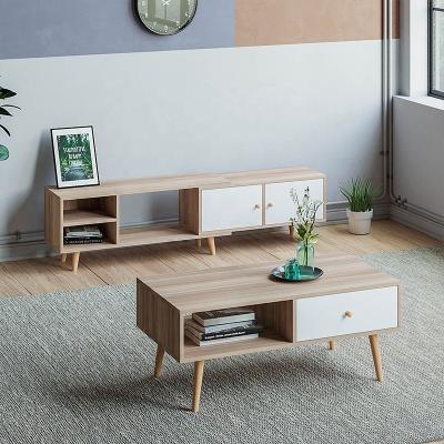 China Adjustable Modern Antique Furniture Design Living Room Wooden Drawer Storage (Other) Set TV Stand Cabinets Coffee Table for sale