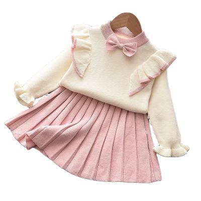 China European Style European Style Girls Long Sleeve Knitted Sweater Set Children's Sweater Western-style Skirt Baby Two-Piece Pleated Prince Two-Piece Suit for sale