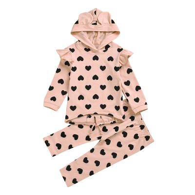 China 2020 Casual Casual Kids Clothing For Girls Long Sleeve Hoodies Set With Hearts For Kids for sale