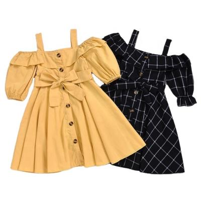 China 2021 European popular fashion girls breathable plaid dress cardigan tie up skirt for summer for sale