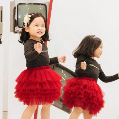 China Amazon Babies Anti-wrinkle Kids 1-6T Mesh Puffy Tulle Skirt For 6 Layers Hot Sale Fashionable Mesh Skirt In Solid Colors Fluffy Skirt for sale