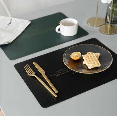 China Leather Non-slip Place Mat For Dining Coaster Table Mat Table Pad Heat Insulation Rectangle Dish Mat Durable Durable Table Place Mat for sale