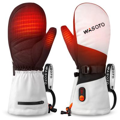 China Logo Battery Rechargeable Heated Mittens OEM Customized Waterproof\Warm\Breathable\Comfortable Heated Gloves USB Hand Warmer For Winter Snowboarding for sale