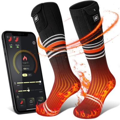 China Wasoto Men's Sporty Women Ski Heated Socks Electric Battery Boots Foot Warmer with APP Bluetooth Control for sale