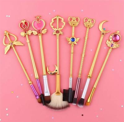 China Smudge Brush Smudge Brush 8pc Professional Sailor Moon Gold Makeup Brush Tool Set Anime Cosplay for sale