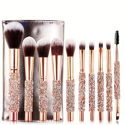 China Smudge Brush Smudge Brush 10pcs Crystal Glitter Makeup Brush Set Premium Synthetic Foundation Powder Blush Concealer Blending Eyeshadow Makeup Brush for sale