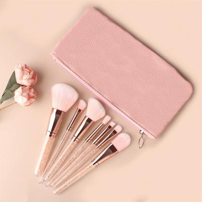 China Smudge Brush Smudge Brush 7pcs Pink Crystal Makeup Brushes Set Premium Synthetic Bristles Powder Foundation Blush Eye Shadow With Travel Portable Case for sale