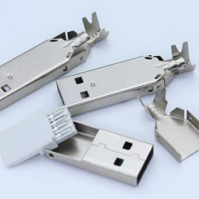 China Type-C Metal Shell Housing Solder Type Of PCB Usb Shell Housing 2.0 4 Pin Male Smt Connector 4 One Pin Usb 2.0 Male Connector For Keyboard Cable for sale