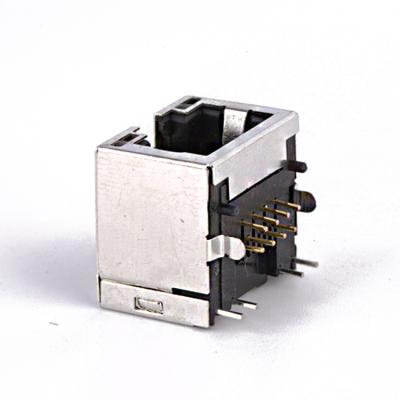 China Single Left Base-T Jack Rj 45 PCB Poe+ Rj45 Connector Shielded Single Port 10G Modular Jack Rj45 Connector for sale