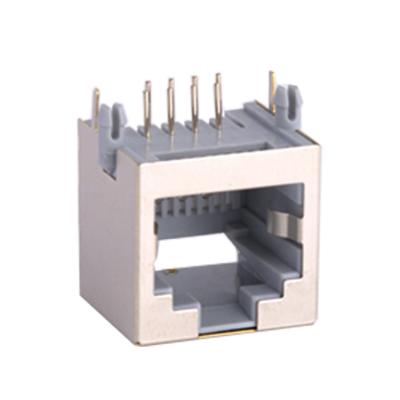 China PCB Factory Price Mid Dip Rj-45 Jack Gray Fully Shielded Side Entry 8P10C Female Low Profile Rg45 Rj45 Connector for sale