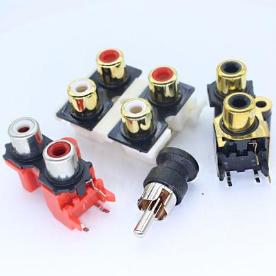 China No Hi-Q 4 Hole Red Black Stereo 90degree 4-Pin 4 Pin Gold Rca Jack Female Socket Panel Mount 2-Hole PCB Jack 6Pin 3.5Mm Jeck for sale