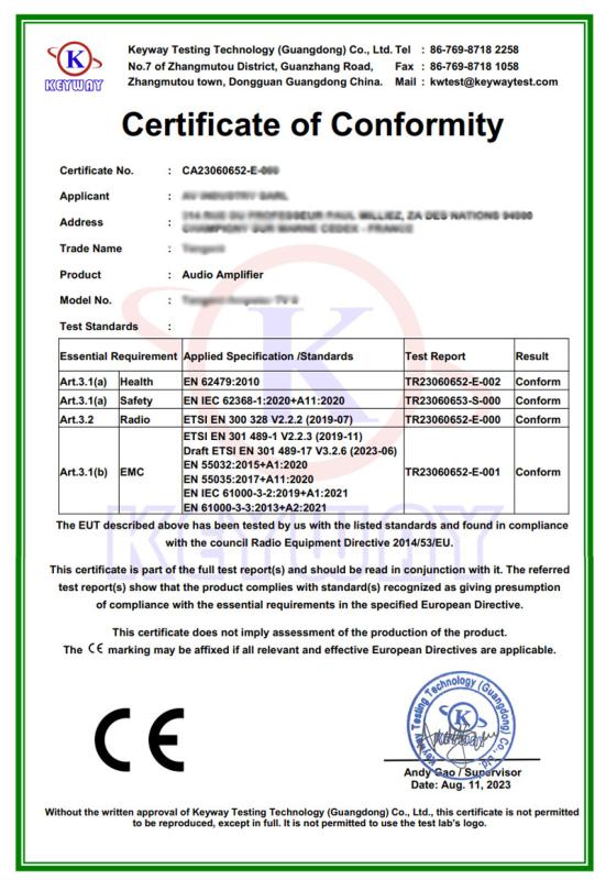 CE - Vistron(Dong Guan) Audio Equipment Co., Ltd.