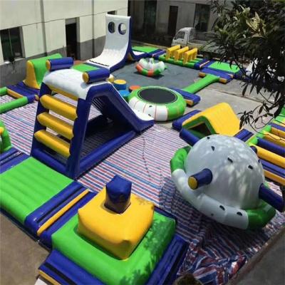 China Multifunctional Inflatable PVC Tarpaulin Water Castles Floated On Water for sale