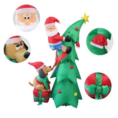 China 2021 New Polyester 7ft Old Man Inflatable Christmas Tree Outdoor Lawn With White Lights Inflatable Christmas Decorations for sale