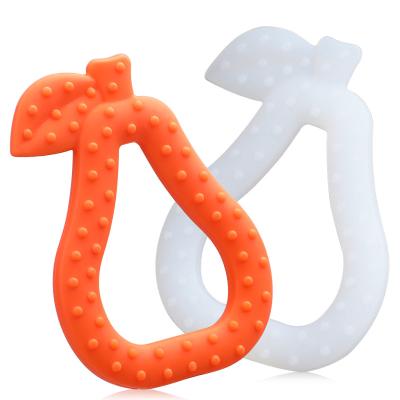 China 2022 New Custom Packaging Bpa Free Food Grade Silicone Teether TongYan Fruit Fruit Baby Pear Toys Silicone Teethers for sale