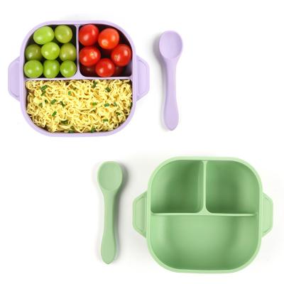 China Minimalist TongYan Bpa Free Food Eating Dinner Suction Dish Set Silicone Baby Feeding Dish for sale